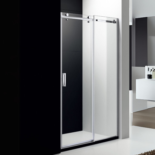 Paroi de douche 160 cm avec porte coulissante pour pose en niche dans salle de bain PMR