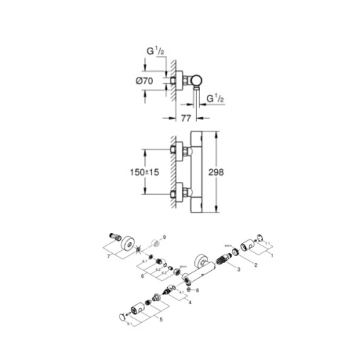 Mitigeur de douche thermostatique GROHE 800 destin  toutes les salles de bain
