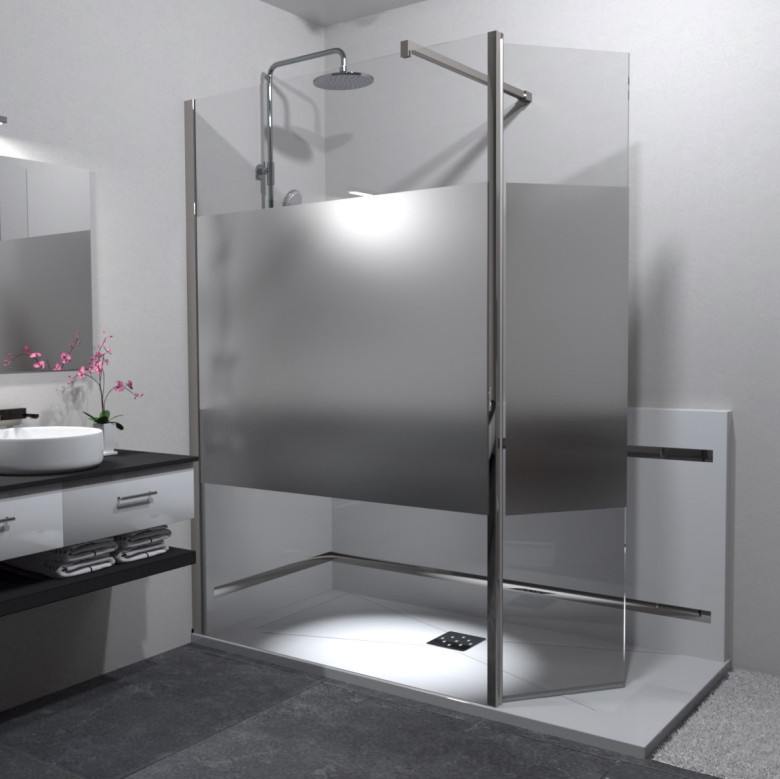 475 paroi de douche fixe volet mobile pivotant pour sdb pmr sabl