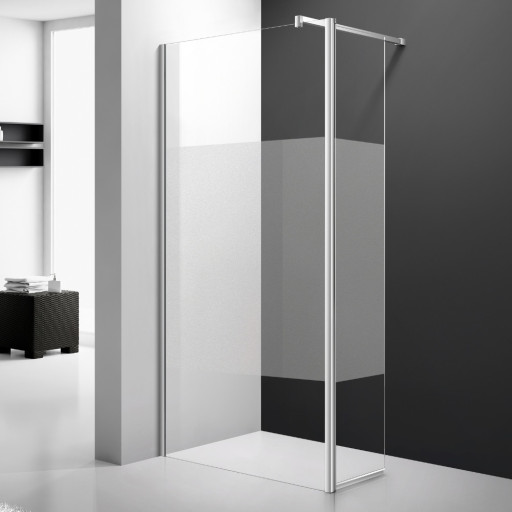 Paroi de douche fixe sable avec volet mobile pivotant pour salle de bain PMR