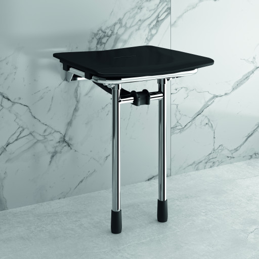Sige de douche RUGAO NOIR relevable et rglable pour salle de bain PMR
