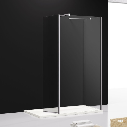 Paroi de douche fixe + retour sur fixe avec volet pivotant 40 cm pour salle de bain PMR