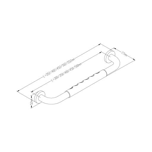 Sch�ma de la barre d�appui droite COMFORT GRIP en acier bross� avec ses deux fixations murales