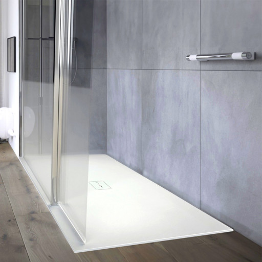 Receveur de douche BLANC extra-plat AQUALITE ULTRASLIM  200x100 - Bonde Centrale Rectangulaire