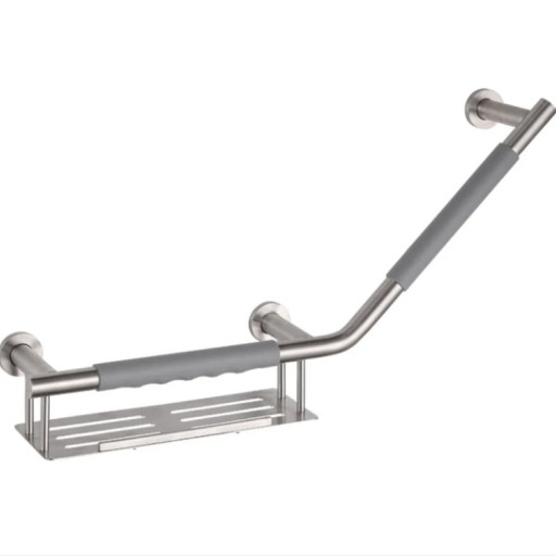 Barre d'appui 135 COMFORT GRIP en acier bross avec porte-savon