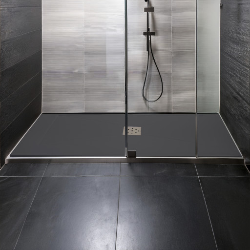 Receveur de douche GRIS extra-plat AQUAPLUS pour salle de bain PMR