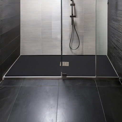 Receveur de douche NOIR extra-plat AQUAPLUS 180x80 pour salle de bain PMR