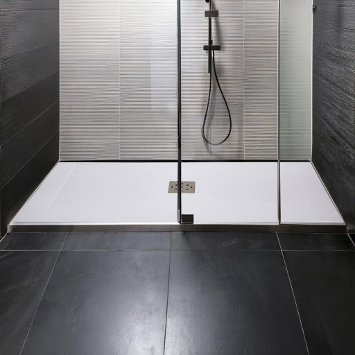 Receveur de douche BLANC extra-plat AQUAPLUS pour salle de bain PMR