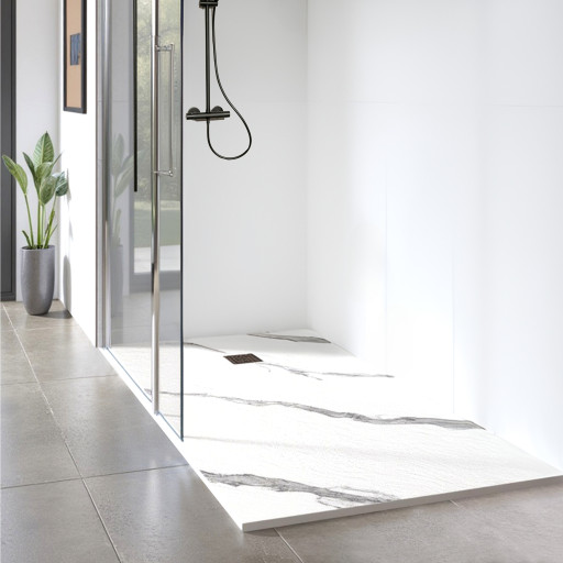 Receveur AQUALITE ULTRASLIM - Bonde Frontale - 140x90 Marbr