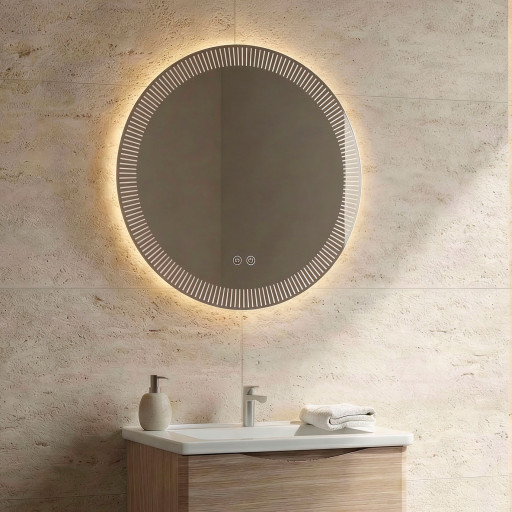 Miroir antibu�e avec �clairage LED rond pour salle de bain PMR SA26-006