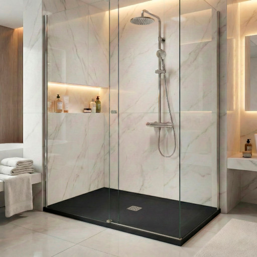 Receveur de douche NOIR extra-plat AQUAPLUS 180x80 pour salle de bain PMR