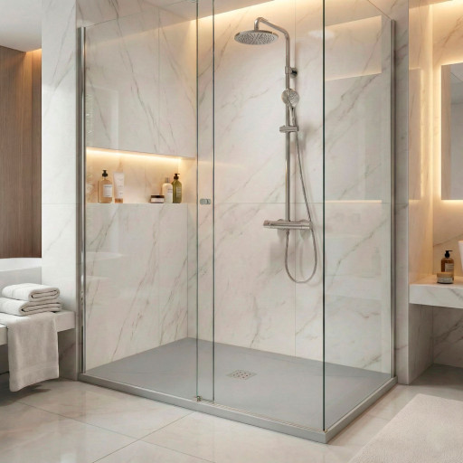 Receveur de douche GRIS extra-plat AQUAPLUS pour salle de bain PMR