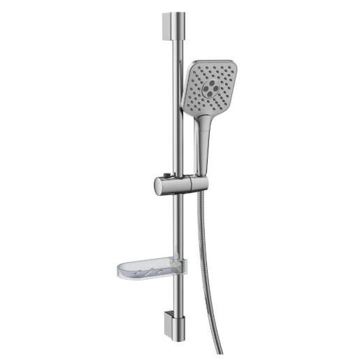 Barre de douche Aquaris Signature inox 304 chrom�e douchette carr�e 3 modes de jets