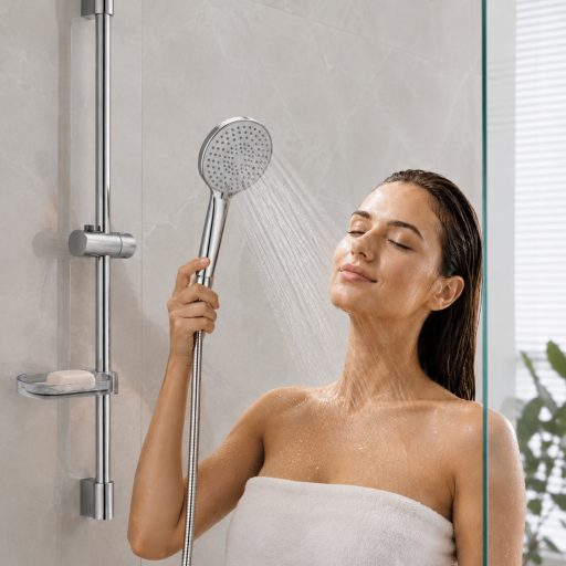 Barre de douche Aquaris Elegance inox 304 chrom�e douchette 5 modes de jets