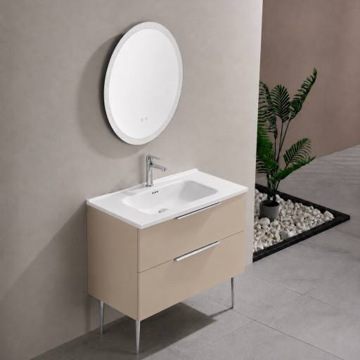 Meuble de salle de bains KANO 120 cm beige vanille, en situation