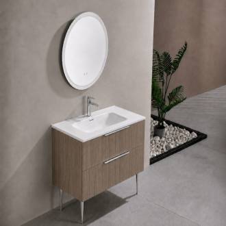 Meuble salle de bain KANO 120 cm sur pieds avec vasque c�ramique coloris ch�ne pr�mont�