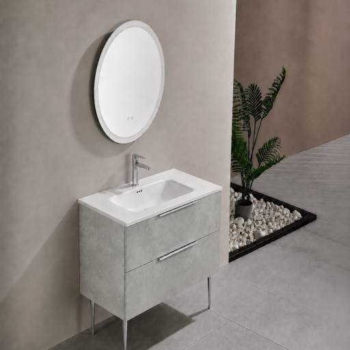 Meuble de salle de bains KANO 120 cm gris ciment, en situation