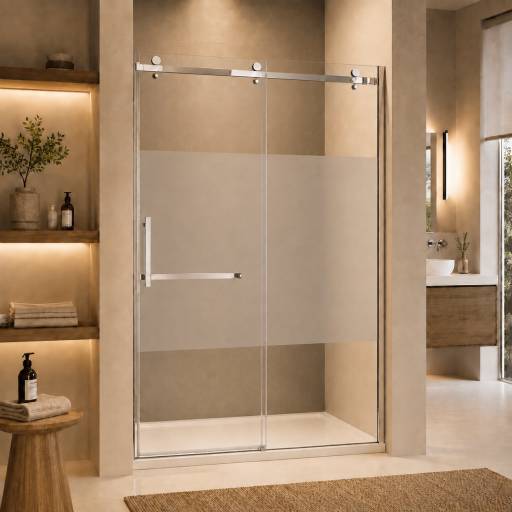 Paroi de douche sabl�e coulissante 160 cm install�e en niche