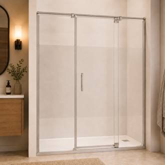 Paroi de douche sabl�e avec porte pivotante install�e en niche