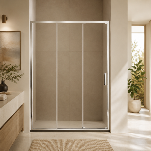 Paroi de douche avec panneaux coulissants 3 volets pour salle de bain PMR