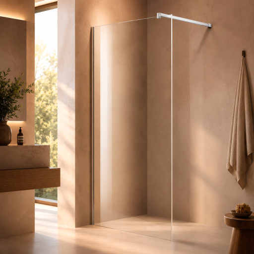 Paroi de douche fixe, verre transparent �pais 8 mm