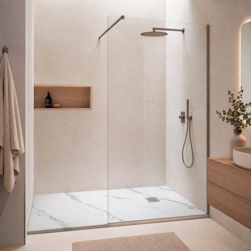 Receveur de douche AQUALITE ULTRASLIM Bonde Frontale PN24 extra-plat 26mm - 200x100 Marbr�