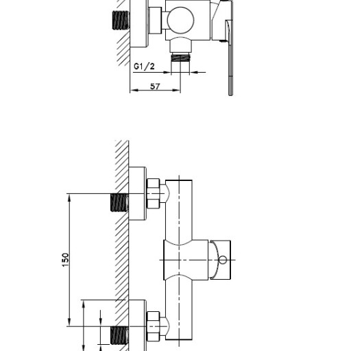 Mitigeur m�canique de douche rond NEOLOOP  - Sans bec verseur