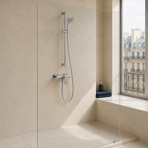 Mitigeur m�canique de douche rond NEOLOOP  - Sans bec verseur