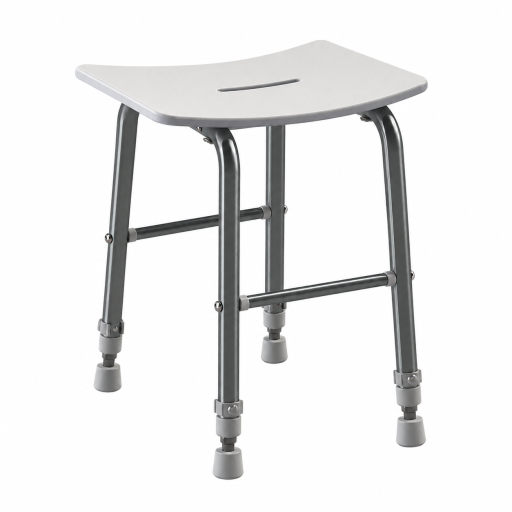 Tabouret de douche RUGAO BLANC r�glable pour salle de bain PMR