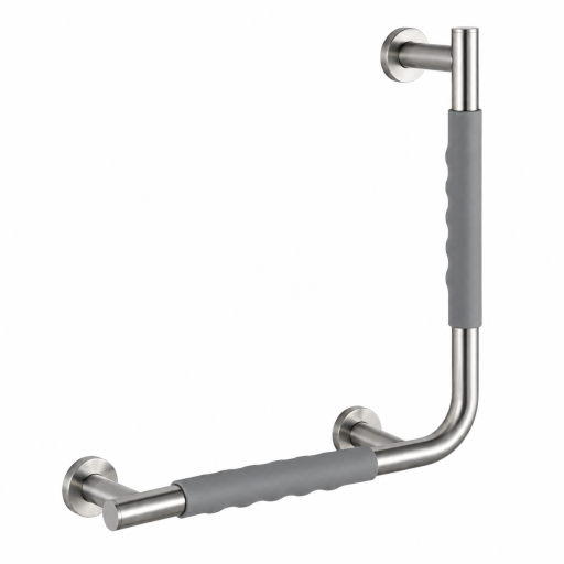 Barre d'appui 90° COMFORT GRIP en acier brossé