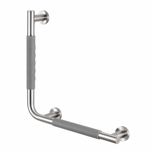 Barre d'appui 90� COMFORT GRIP en acier bross� droite
