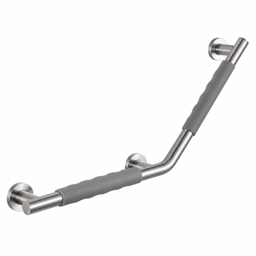 Barre d'appui 135° COMFORT GRIP en acier brossé