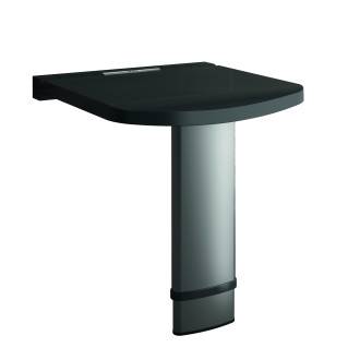 Si�ge de douche relevable ONYX noir avec pied de soutien, vue du produit