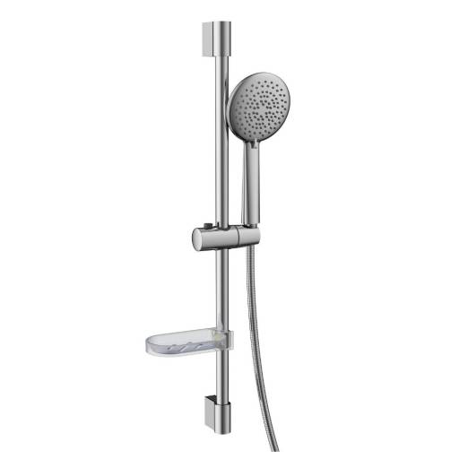 Barre de douche Aquaris �L�GANCE inox 304 chrom�e douchette ronde 5 modes de jets