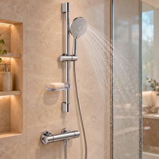 Barre de douche Aquaris HARMONIE chrom�e, install�e dans une douche