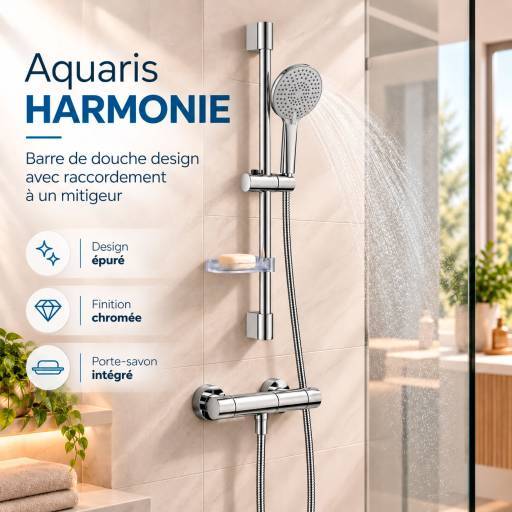 Barre de douche Aquaris HARMONIE chrom�e, pr�sentation des caract�ristiques
