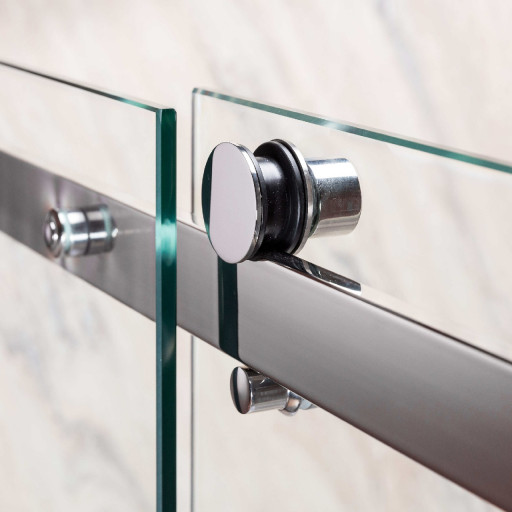 Paroi de douche 160 cm avec porte coulissante pour pose en niche dans salle de bain PMR