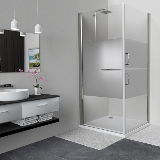 Paroi de douche avec portes pivotantes sables pour salle de bain PMR