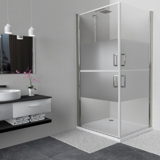 Paroi de douche avec portes pivotantes sables pour salle de bain PMR
