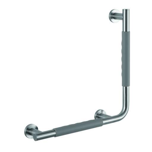 Barre d'appui 90 COMFORT GRIP en acier bross