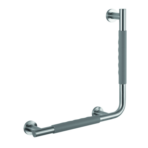 Barre d'appui 90 COMFORT GRIP en acier bross gauche