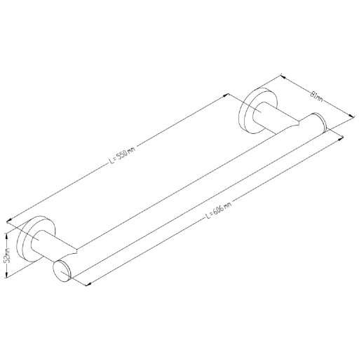 Barre d'appui droite ELEGANCE en acier bross 60 cm