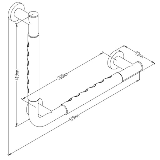 Barre d'appui 90 COMFORT GRIP en acier bross droite