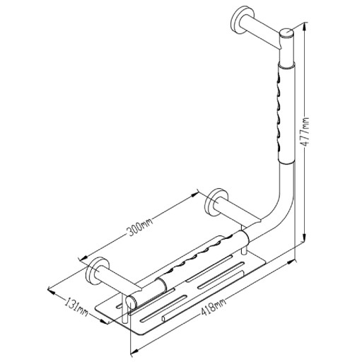 Barre d'appui  90 COMFORT GRIP en acier bross avec porte-savon